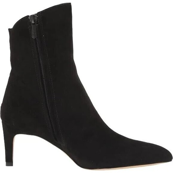 Sam Edelman Usha 8.5 Black Suede Kitten Heel Pointed Toe Leather Ankle Boots NEW - Picture 1 of 16